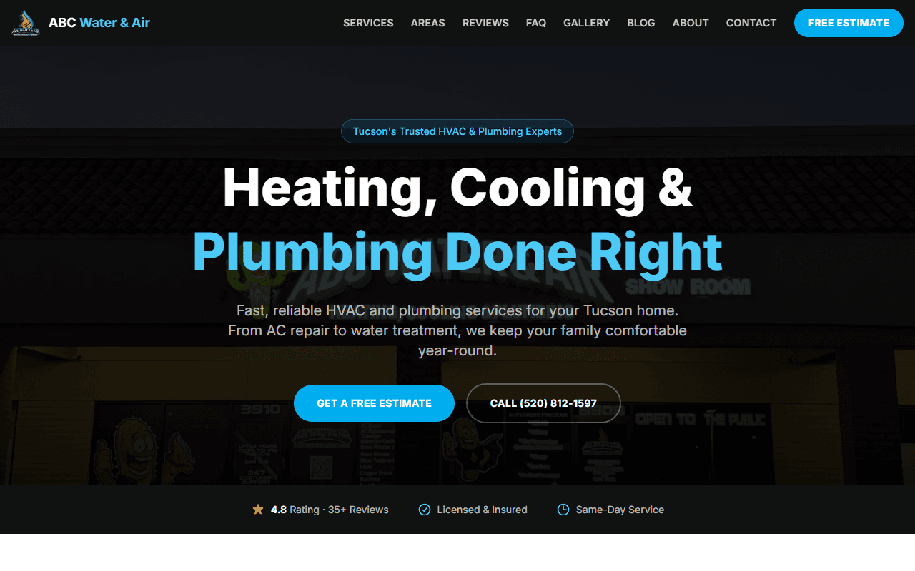 ABC Water and Air website